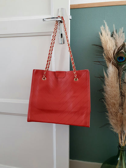 Sac simili cuir effet crocodile couleur brique et doré