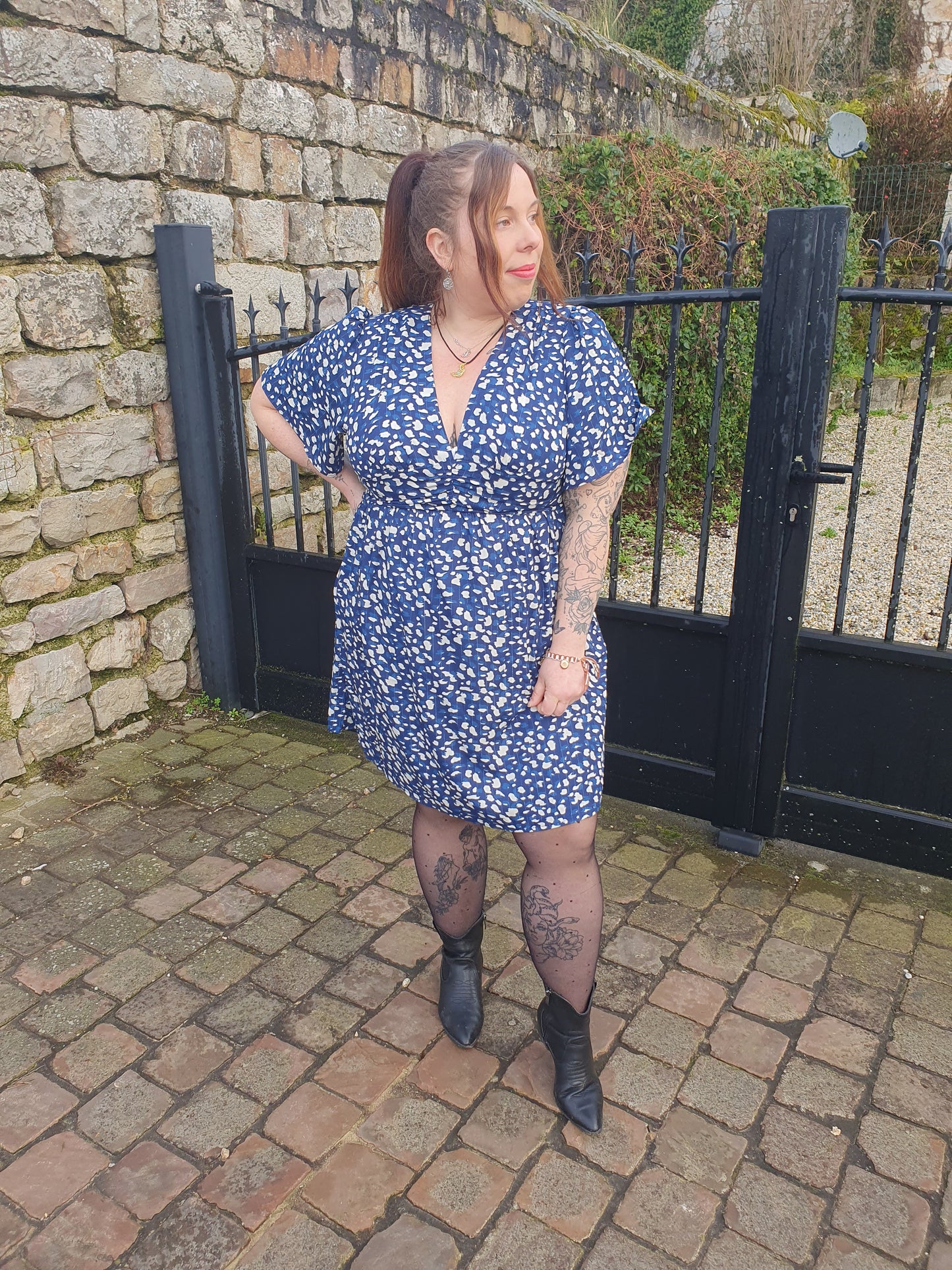 Robe printemps été bleu pour femme curvy grande taille