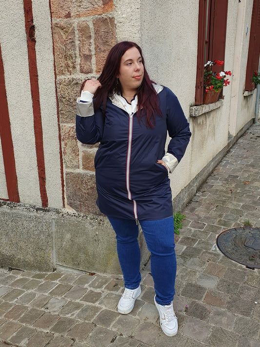Parka réversible Laura Jo Grande Taille bleu marine/doré