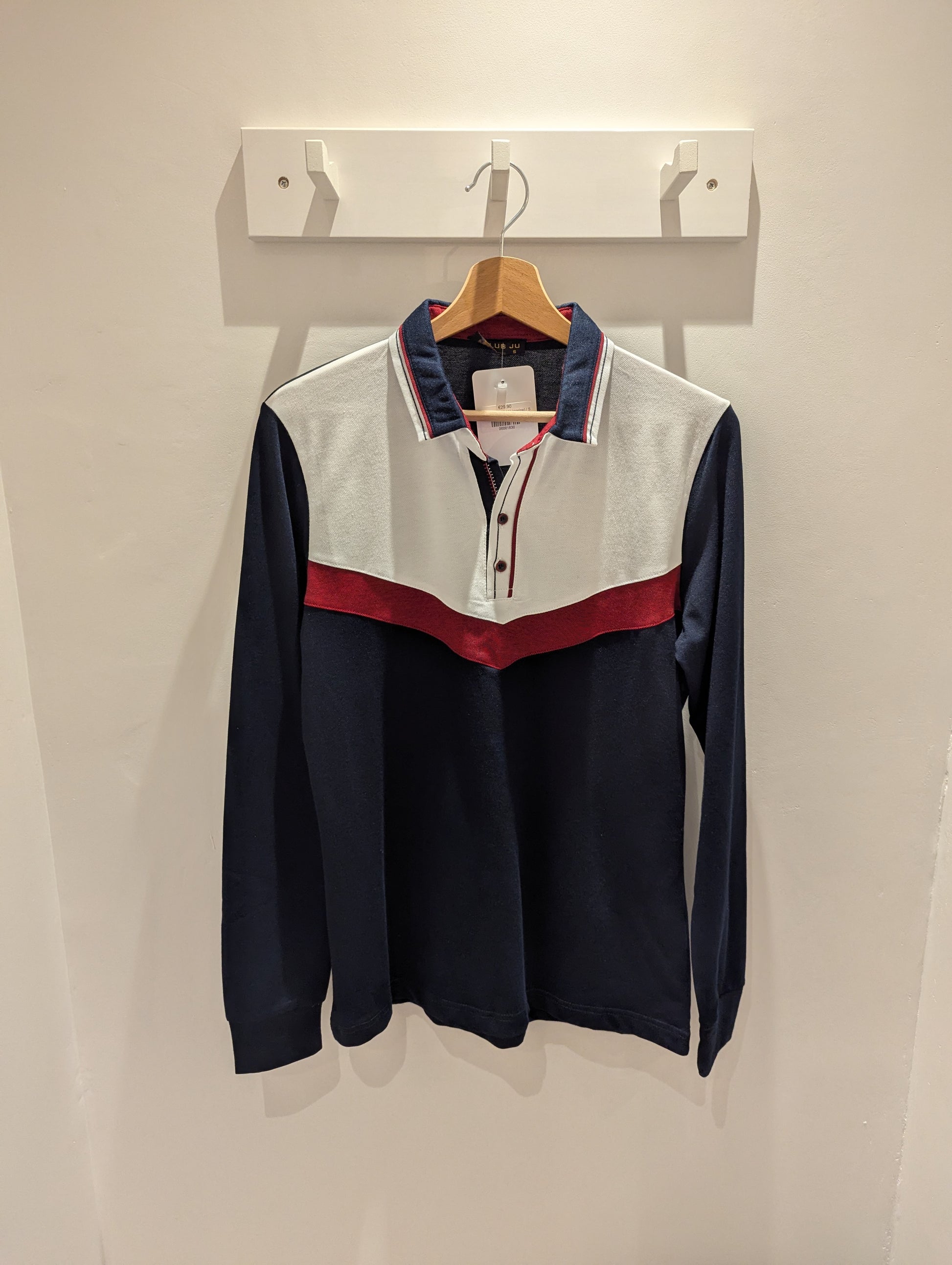 Polo manches longues marine sport pour homme tendance