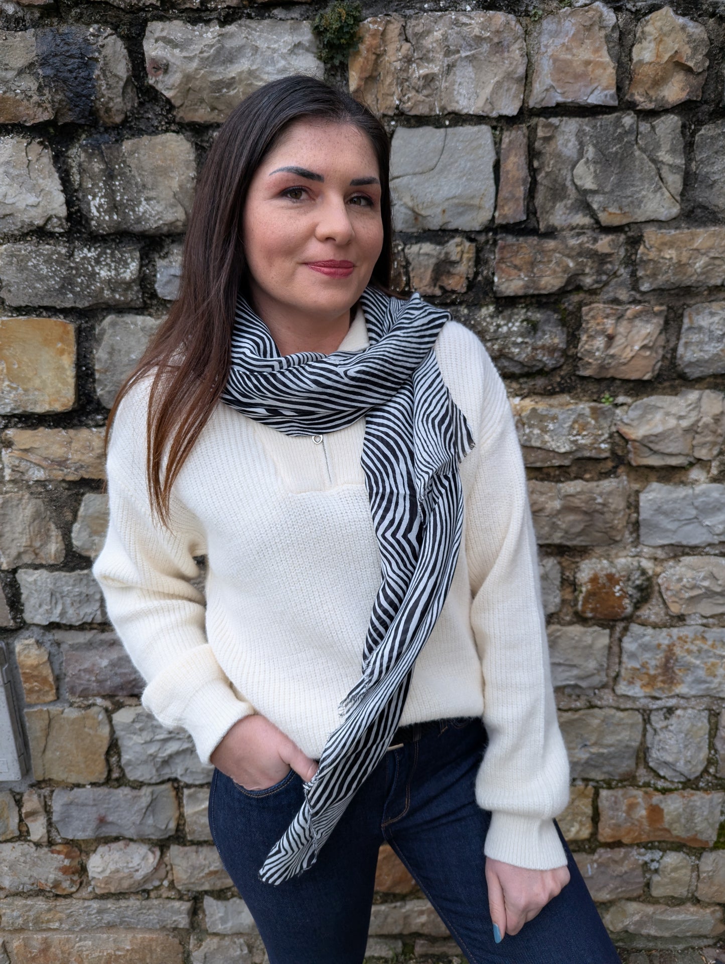 Foulard zèbre noir et blanc pour femme imprimé animal