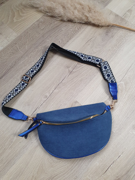 Ceinture banane bleu marine bandoulière réglable pour femme
