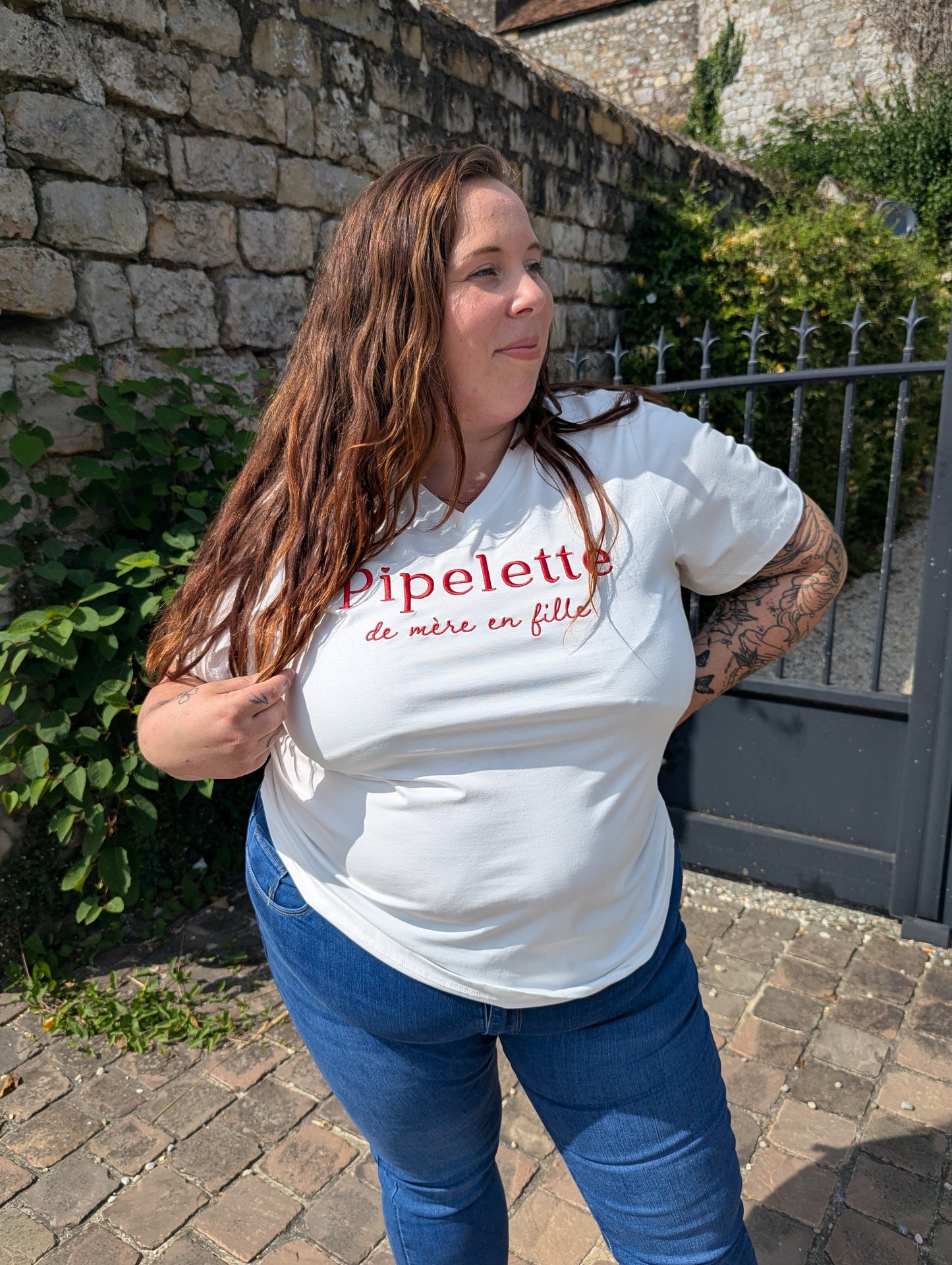 T-shirt PIPELETTE Curvy (blanc/rouge)
