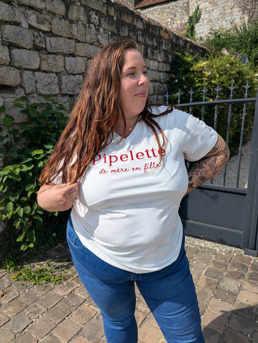 T-shirt PIPELETTE Curvy (blanc/rouge)