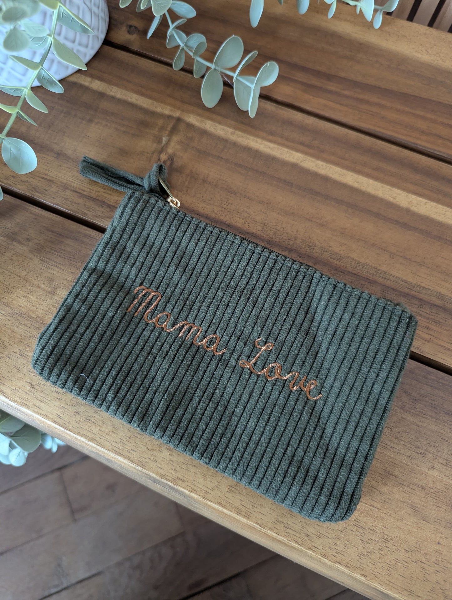 Pochette en velours côtelé Mama love idée cadeau