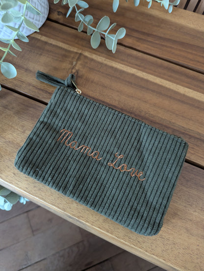 Pochette en velours côtelé Mama love idée cadeau