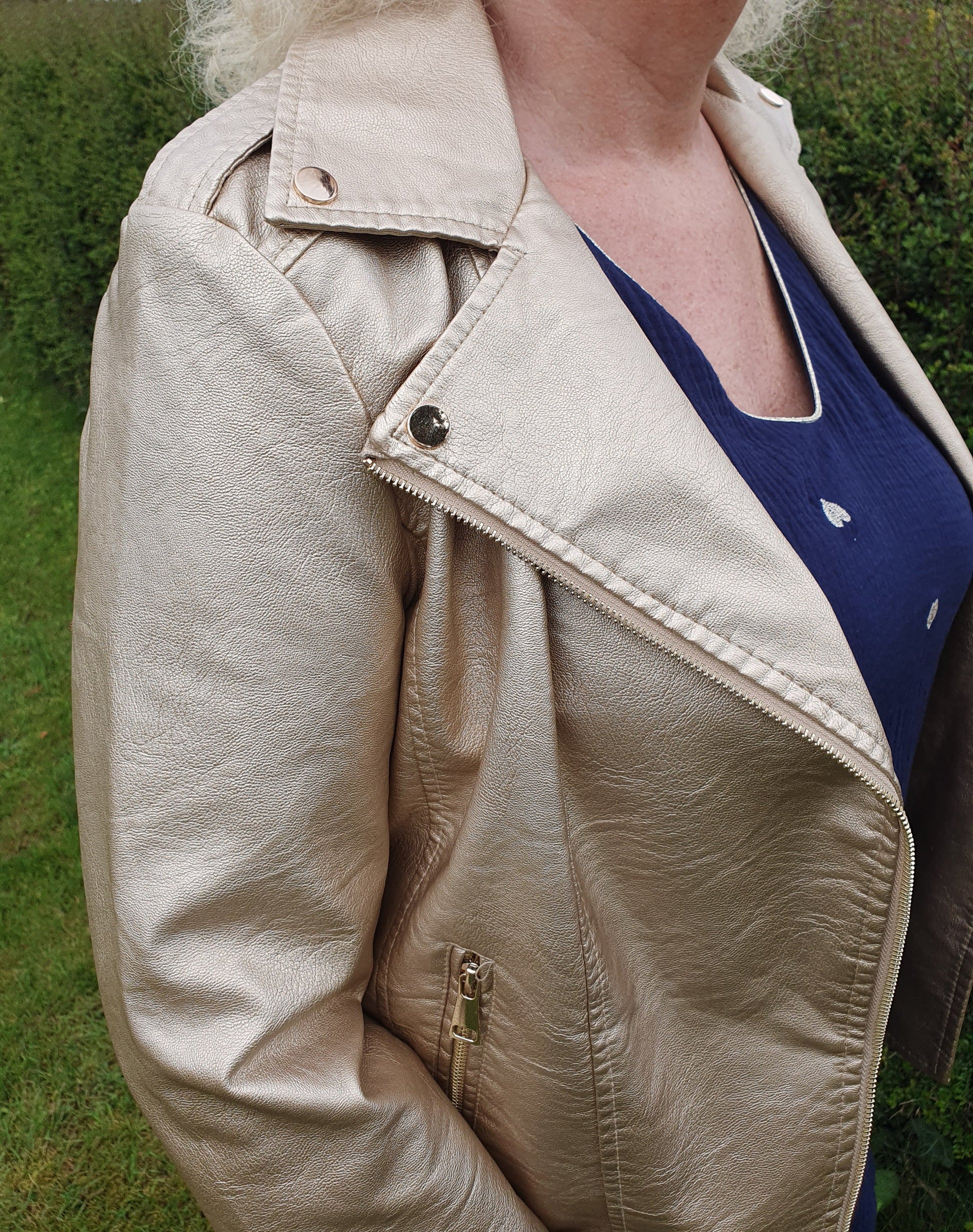 Perfecto doré en simili cuir femme gold grande taille