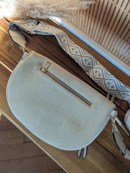 Banane sac beige bandoulière réglable pour femme