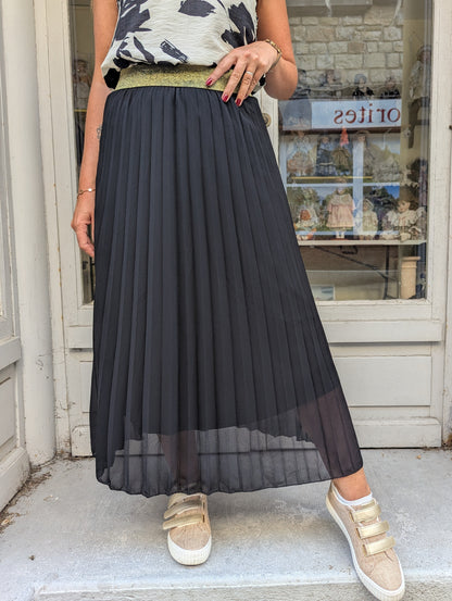 Jupe longue plissée noir pour femme