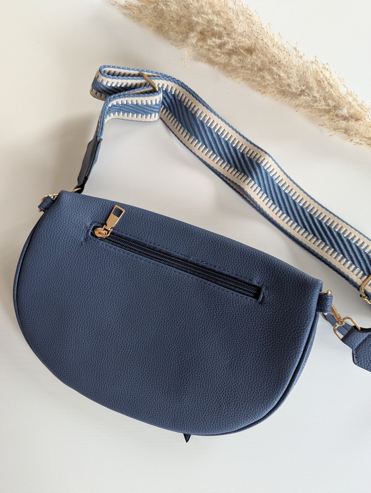 Banane sac bleu marine bandoulière réglable pour femme