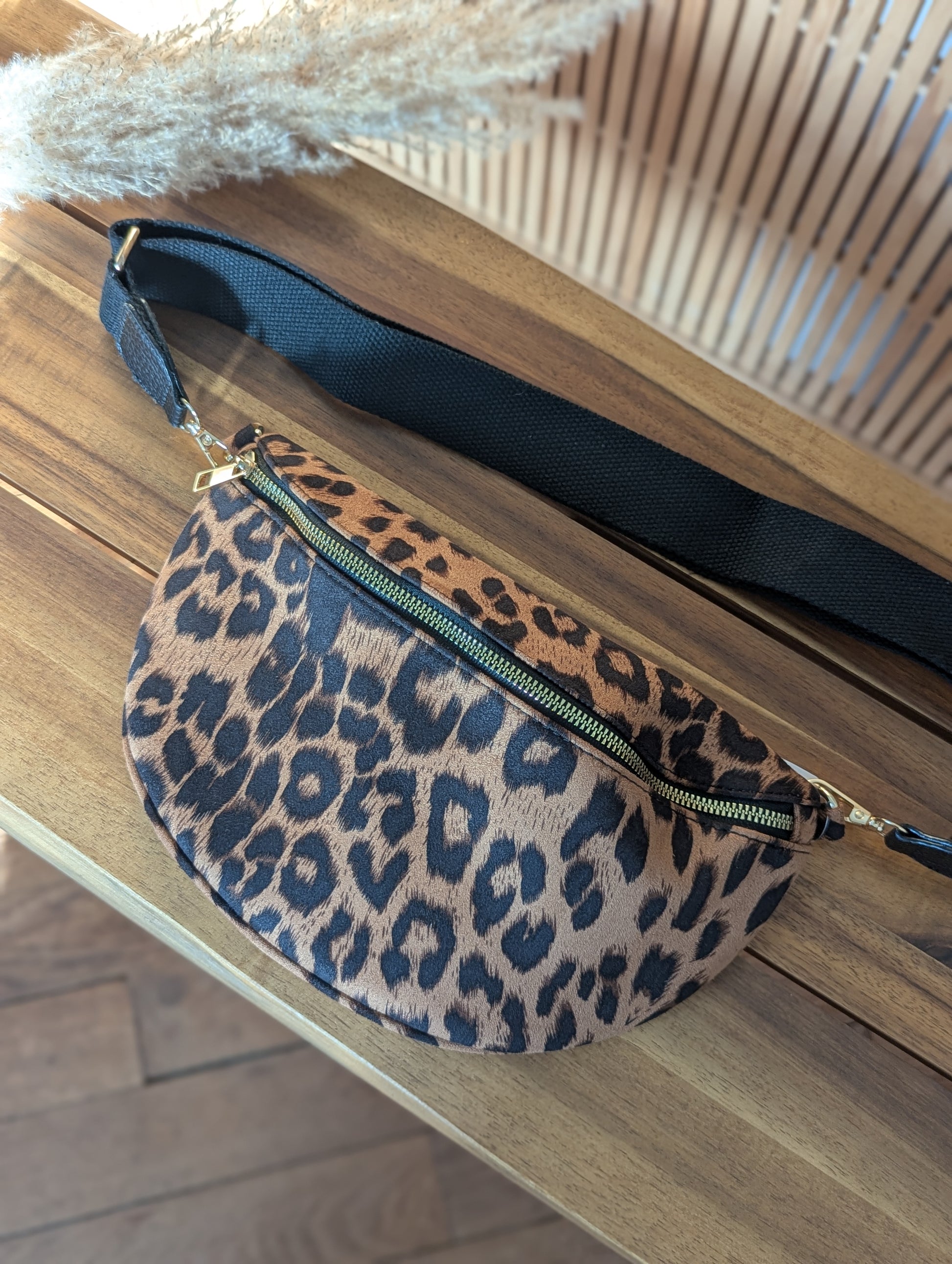 Banane sac léopard bandoulière réglable pour femme