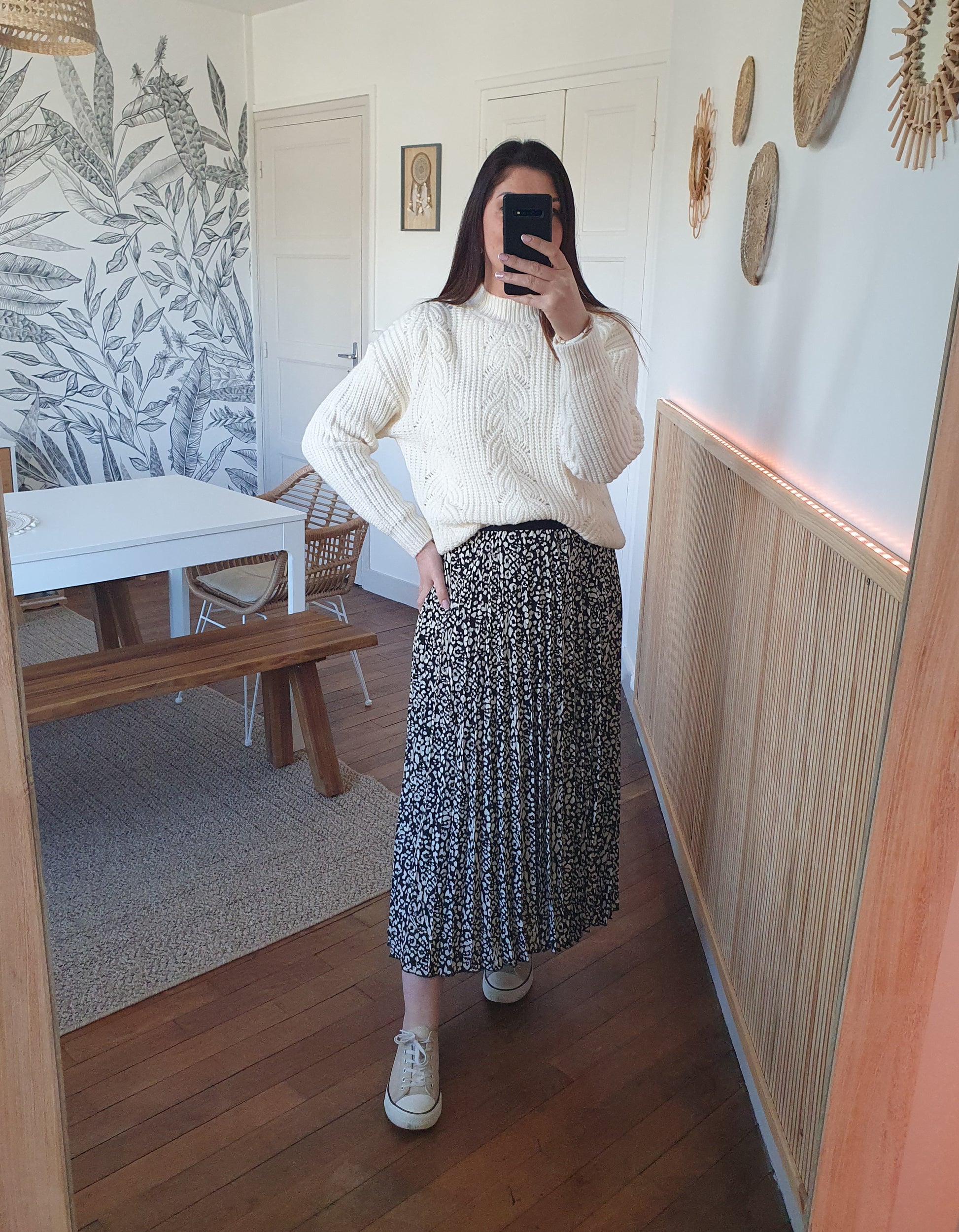 Pull ajouré blanc grosses mailles tendance pour femme