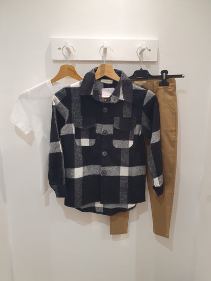 Surchemise à carreaux noir blanc pour garçon