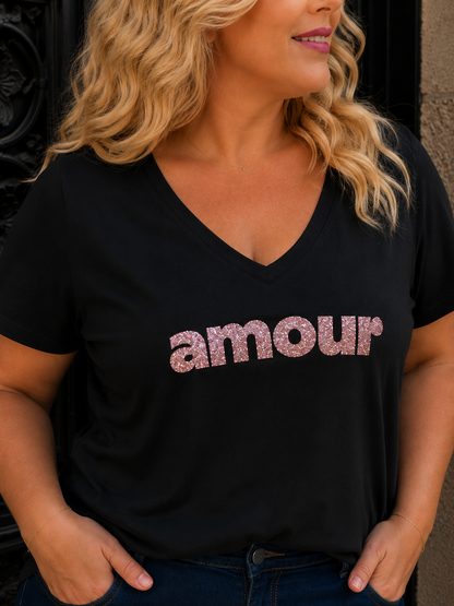 T-shirt AMOUR Curvy (noir)