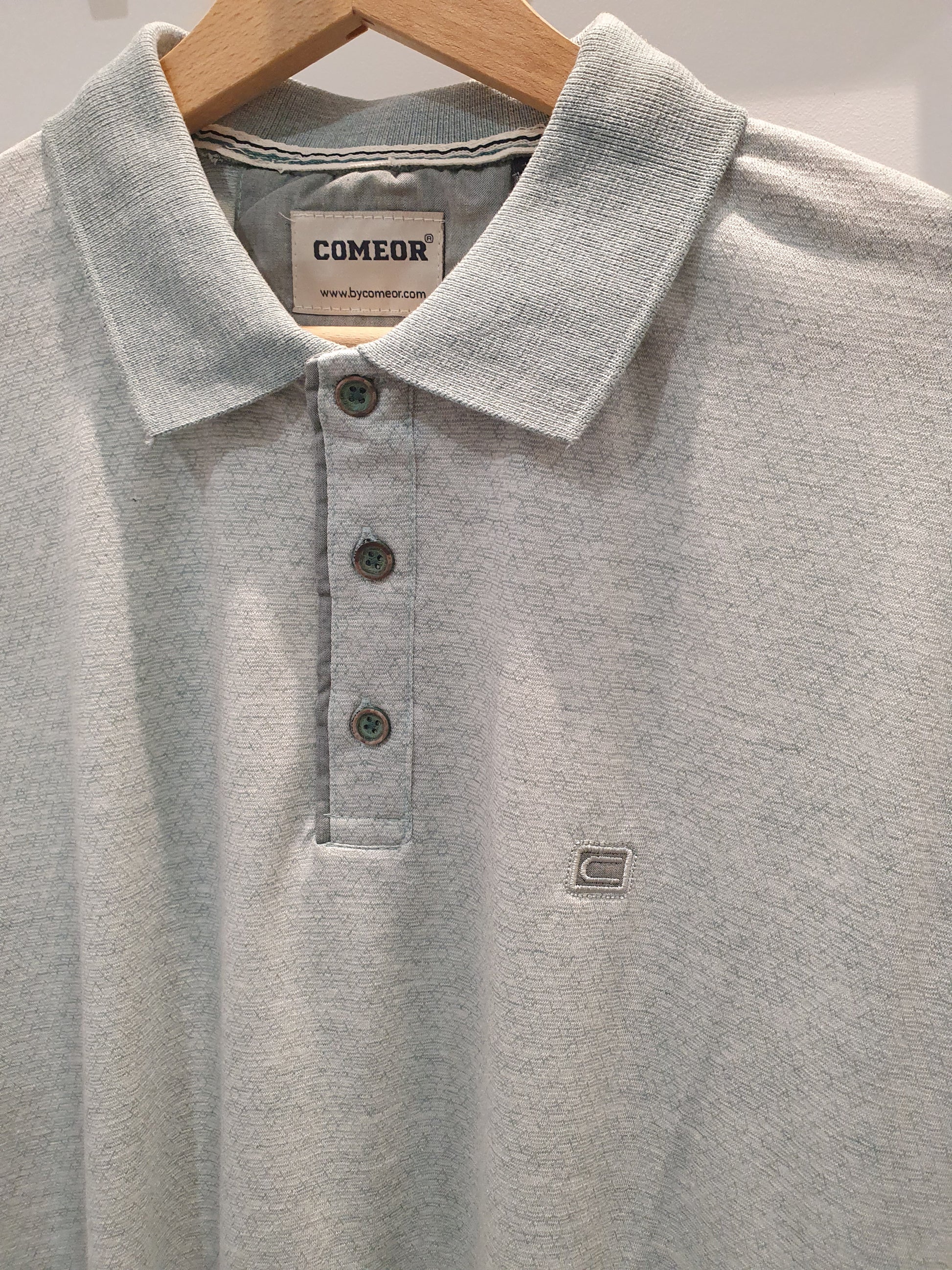 Polo vert d'eau pastel stretch coupe cintrée pour homme