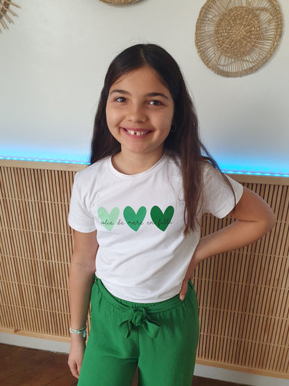 T-shirt TELLE FILLE (cœurs/vert)