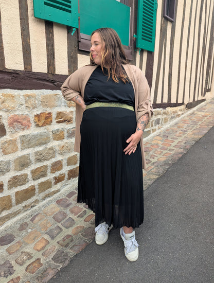 T-shirt noir avec coeur léopard femme grande taille