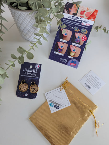 Boucles d'oreilles Nomade puces léopard doré