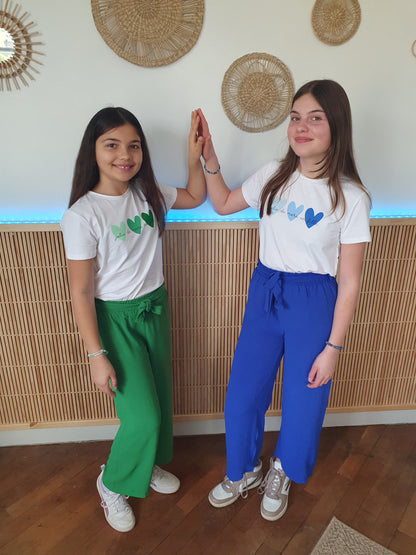 T-shirt TELLE FILLE (cœurs/vert)
