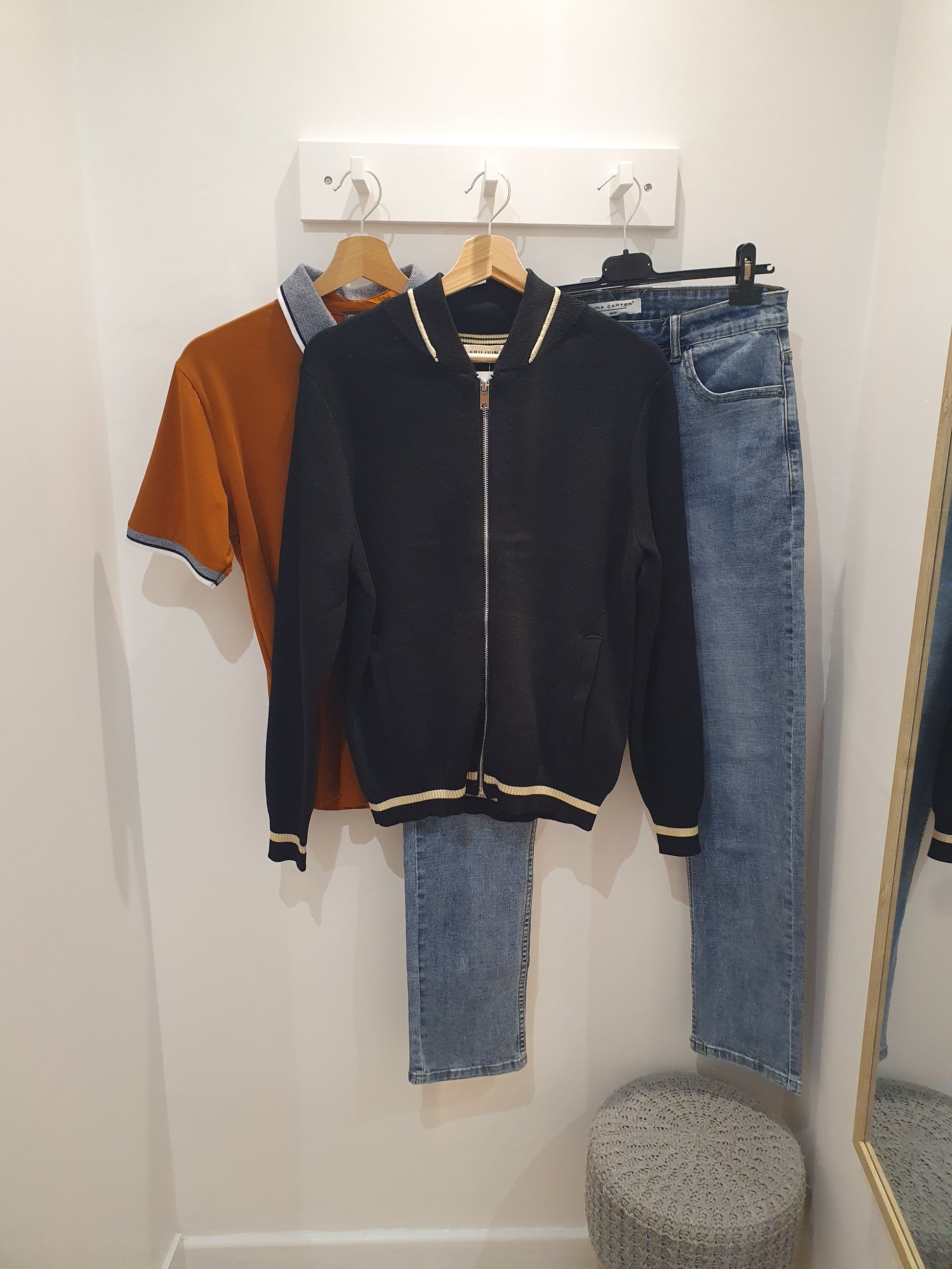 Gilet effet bomber noir et beige mode homme tendance sport