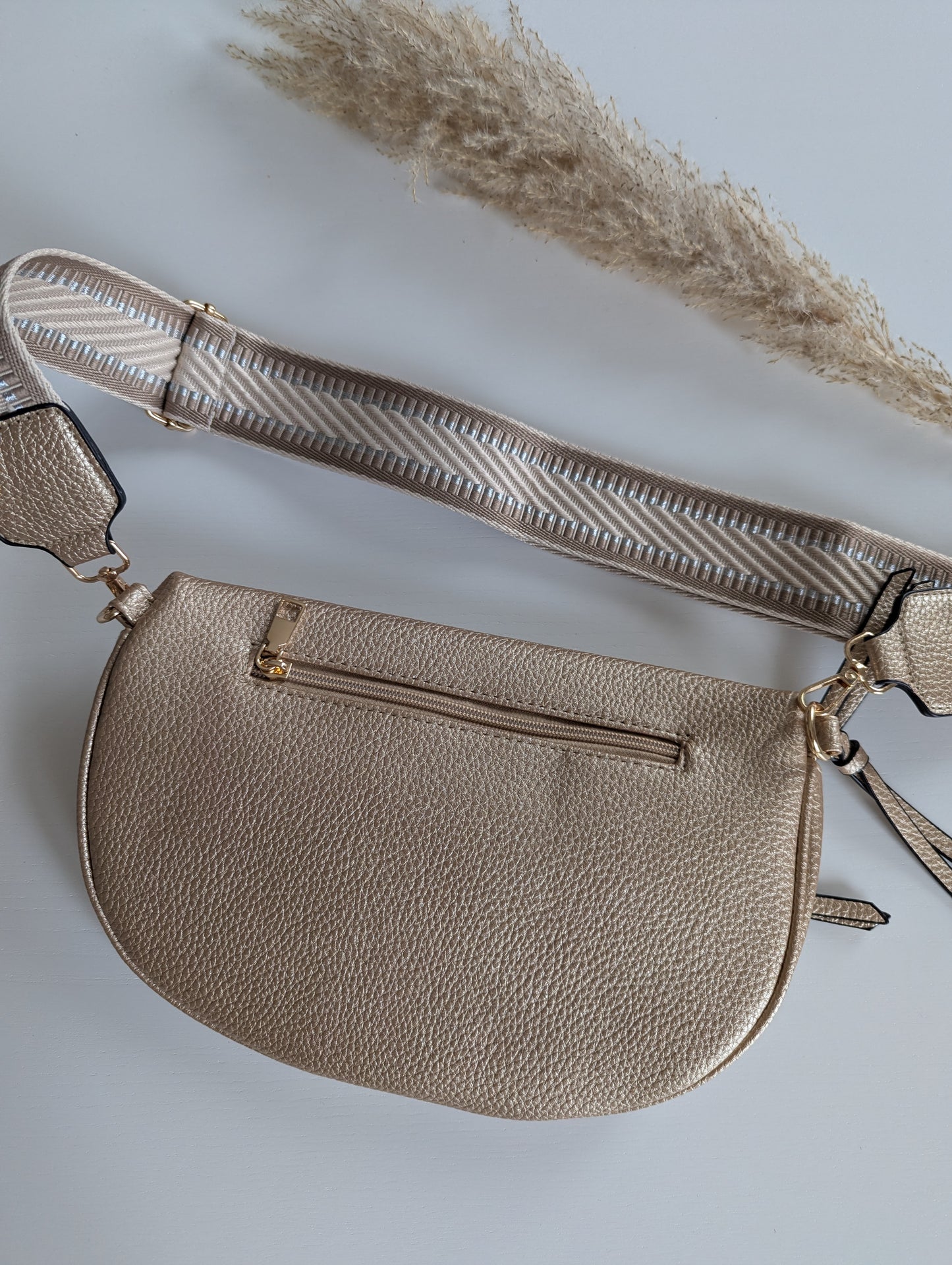 Banane sac doré bandoulière réglable pour femme