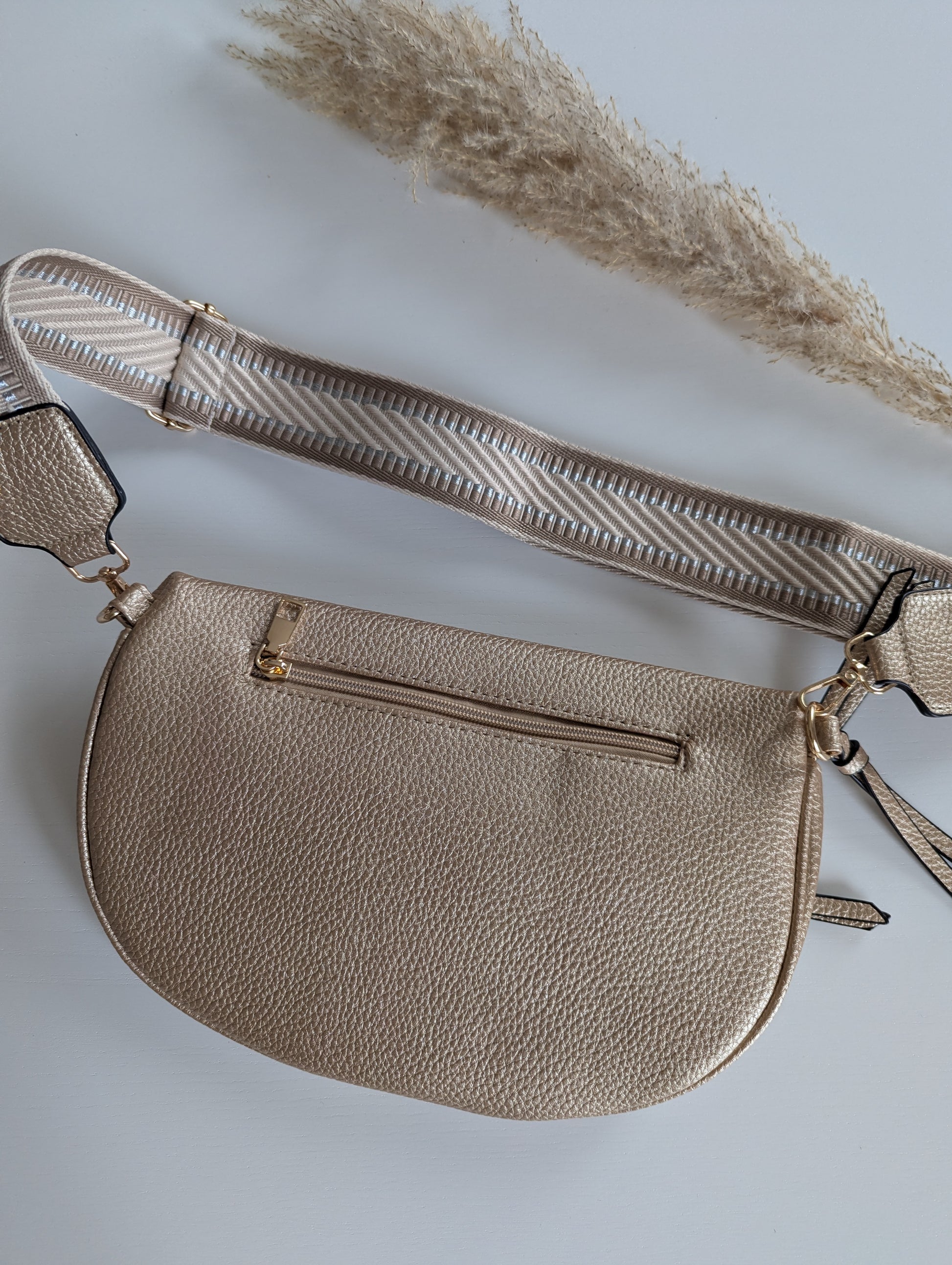 Banane sac doré bandoulière réglable pour femme