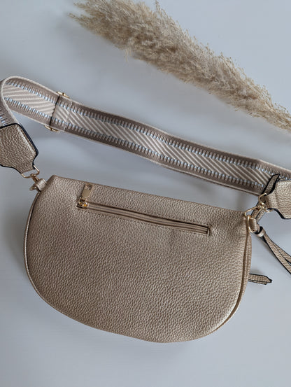 Banane sac doré bandoulière réglable pour femme