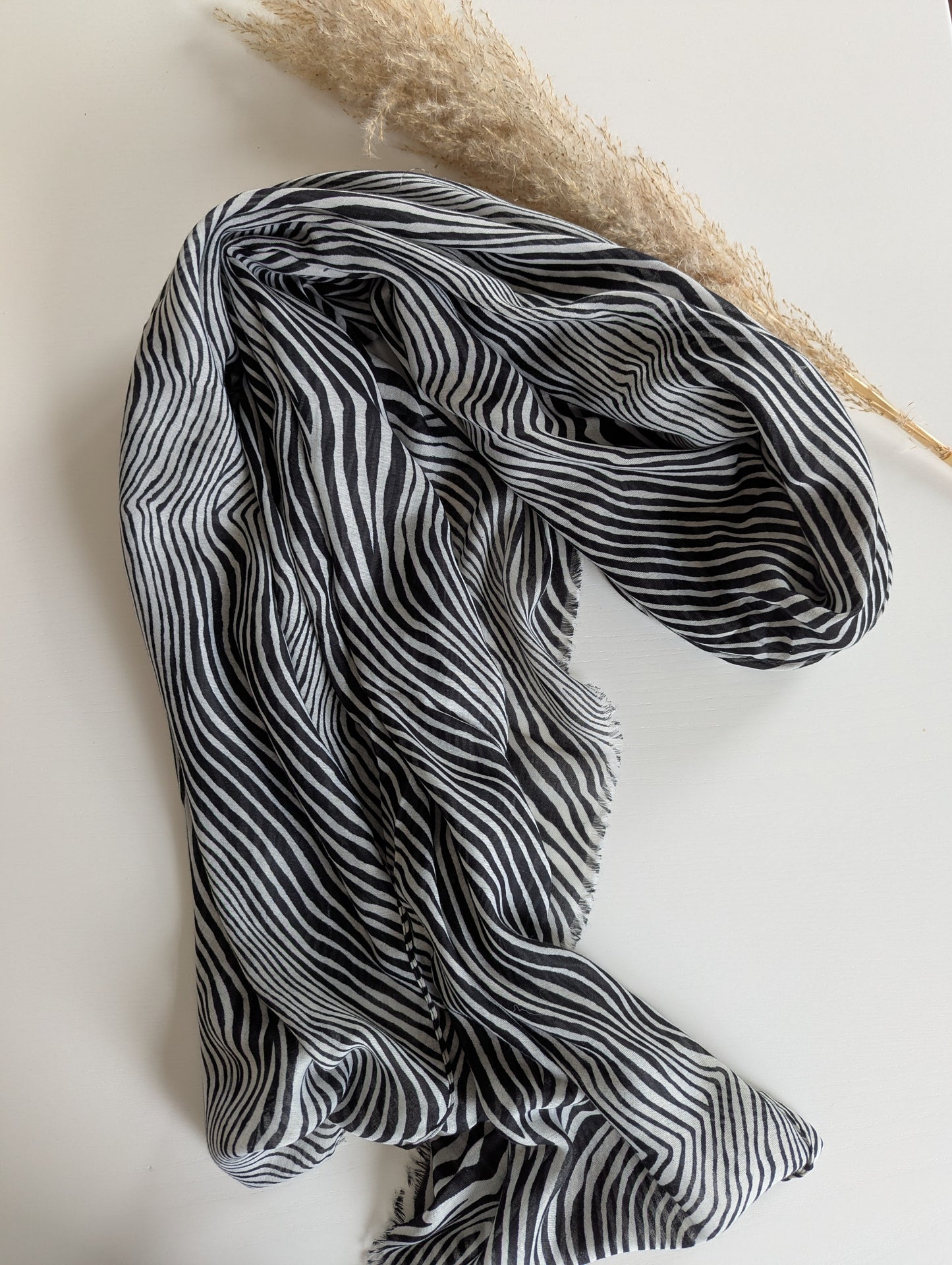 Foulard zèbre noir et blanc pour femme imprimé animal