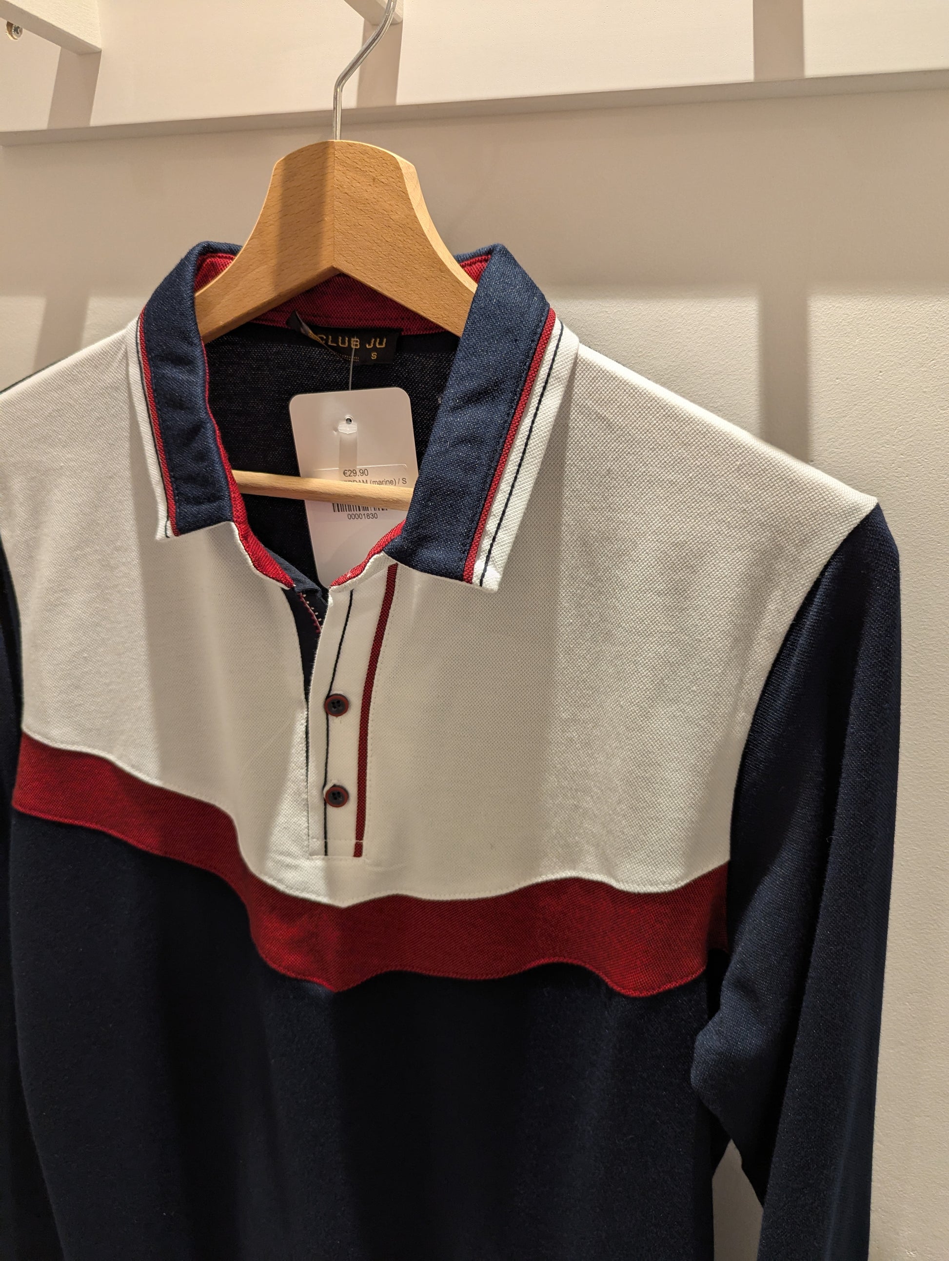 Polo manches longues marine sport pour homme tendance