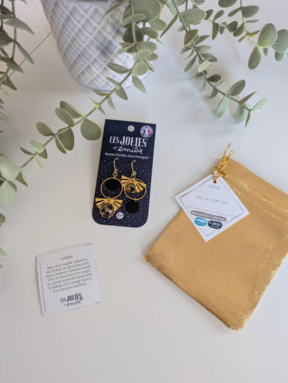 Boucles d'oreilles Isis chimère doré asymétrique