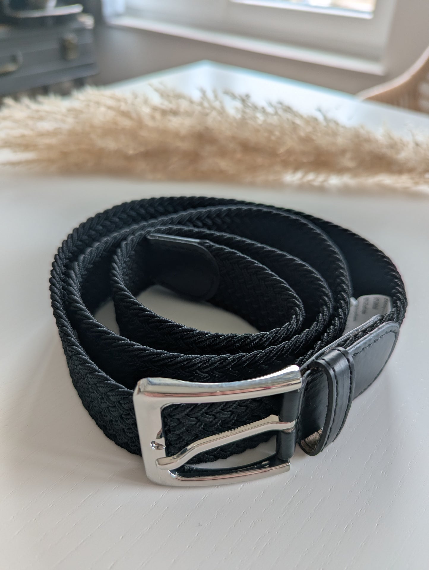 Ceinture tressée taille unique pour femme boucle argentée
