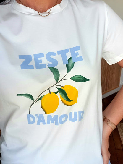 T-shirt Zeste d'amour collection mère fille col rond citrons