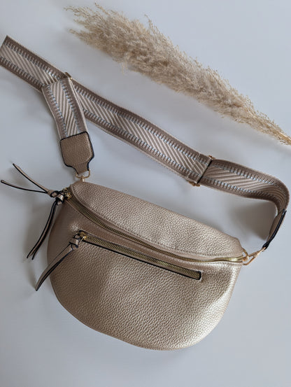 Banane sac doré bandoulière réglable pour femme