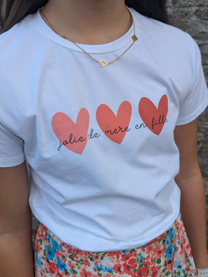 T-shirt telle mère telle fille blanc terracotta famille