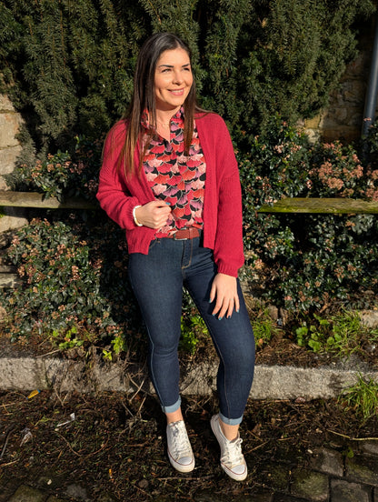 Gilet bordeaux oversize grosses mailles femme