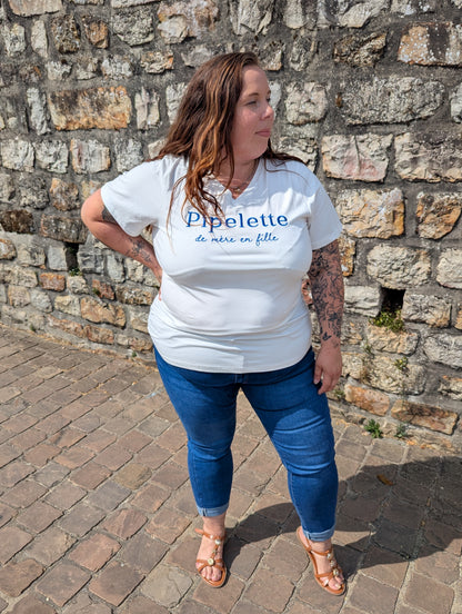 T-shirt PIPELETTE Curvy (blanc/bleu)