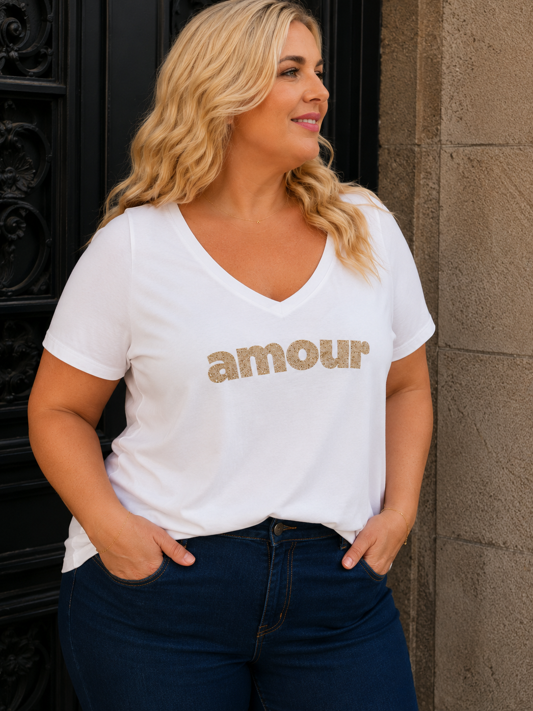 T-shirt AMOUR Curvy (blanc)