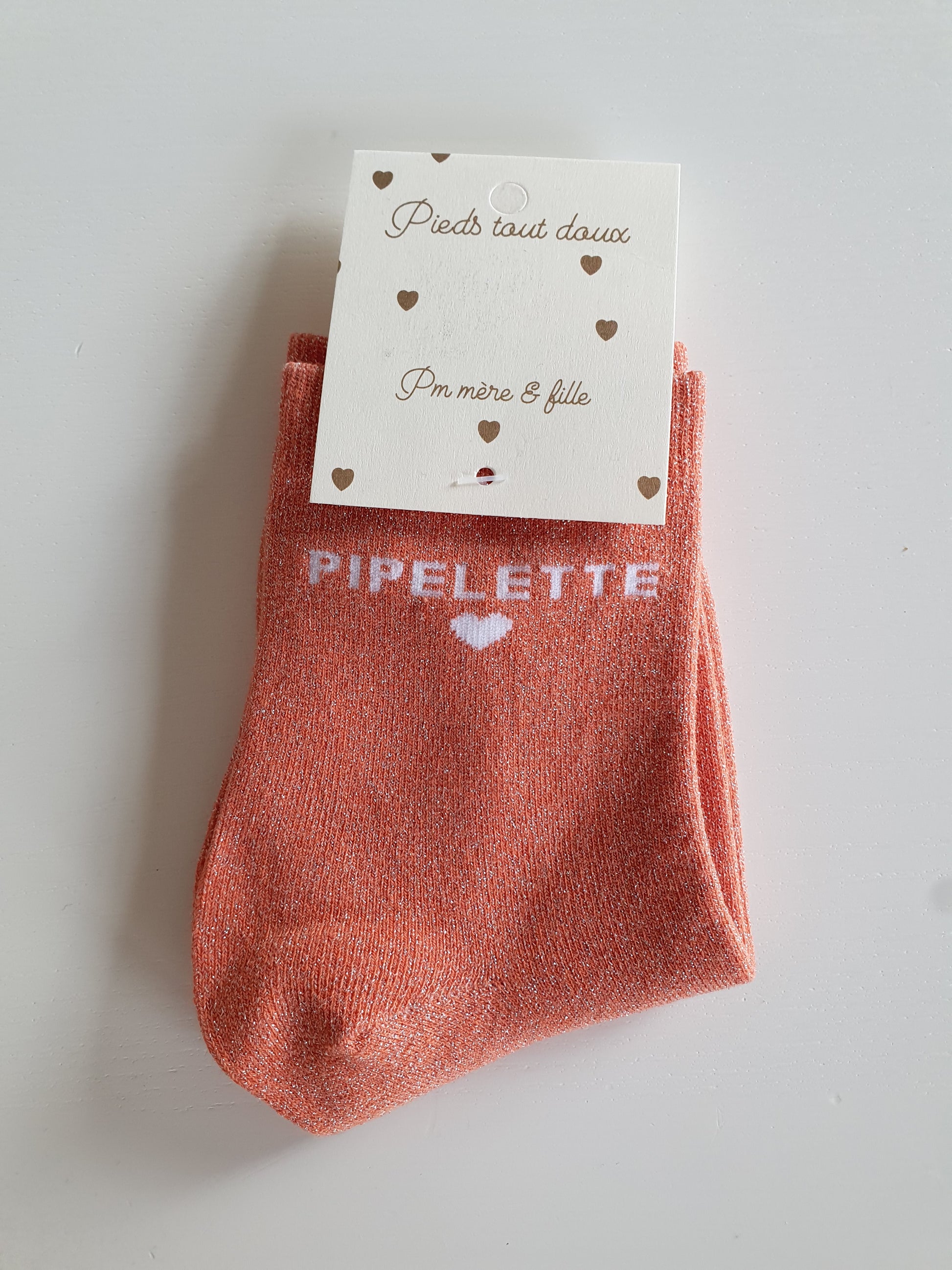 Paire de chaussettes femme paillettes texte pipelette
