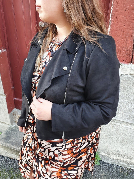 Perfecto en suédine noir femme grande taille coupe cintrée