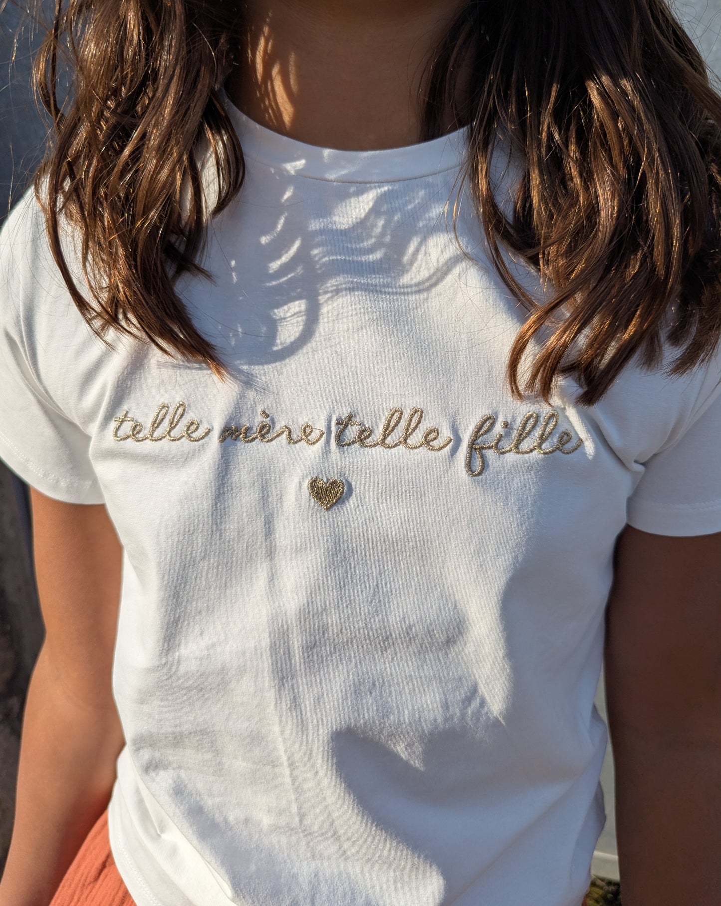 T-shirt telle mère telle fille blanc doré collection famille