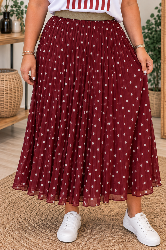 Jupe VIENNE Curvy (pois/bordeaux)
