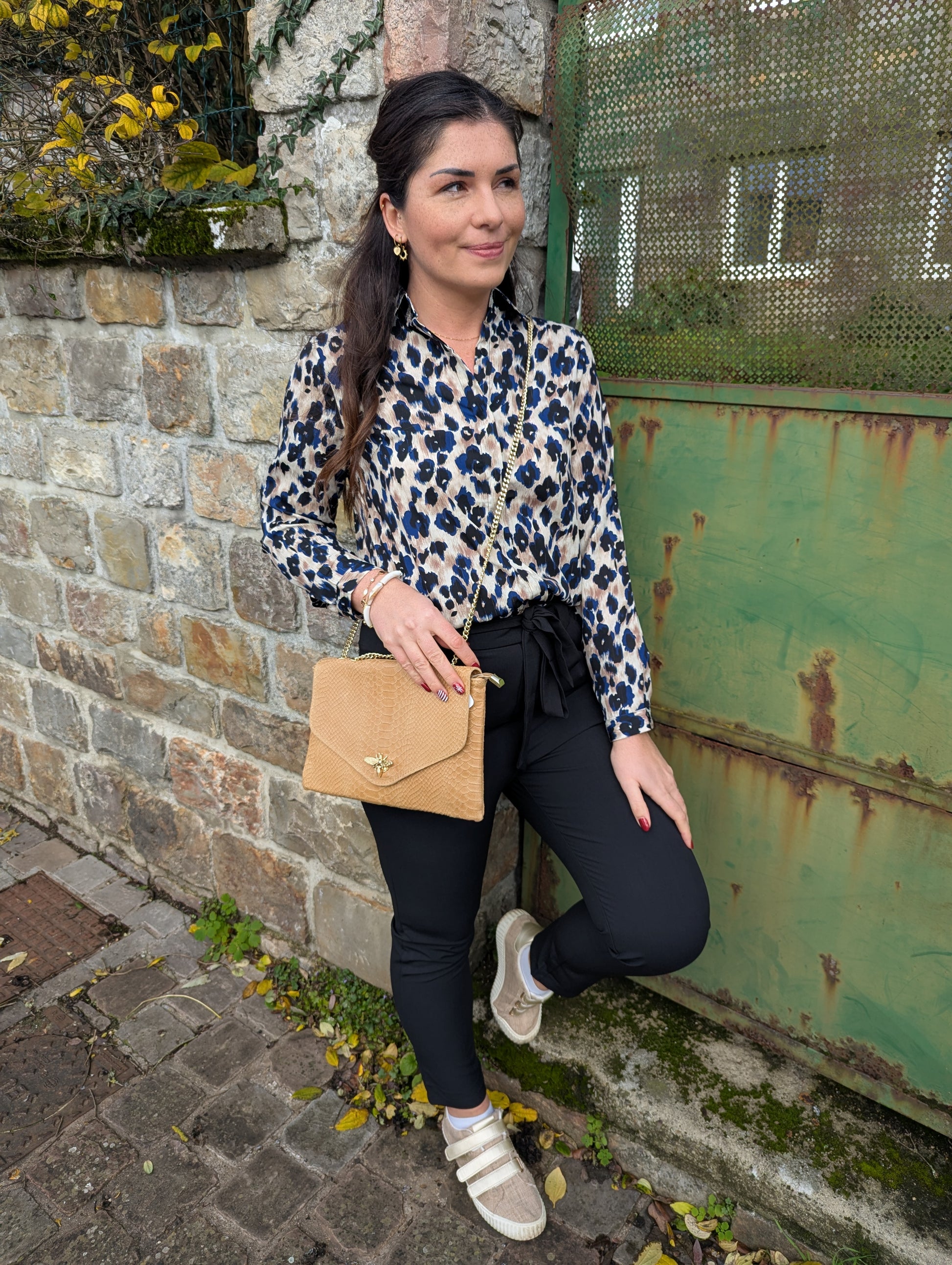 Pantalon noir femme avec noeud devant style décontracté