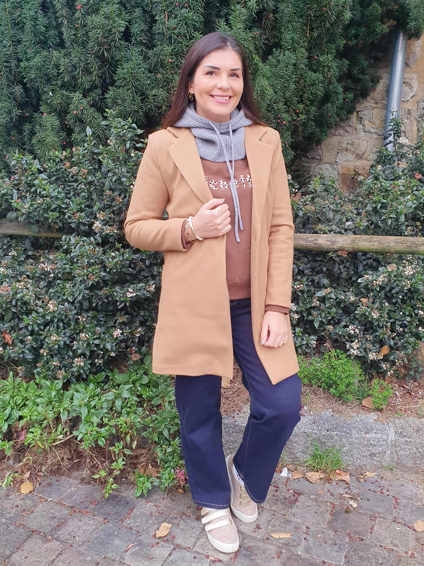 Cagoule femme gris chiné avec capuche réglable