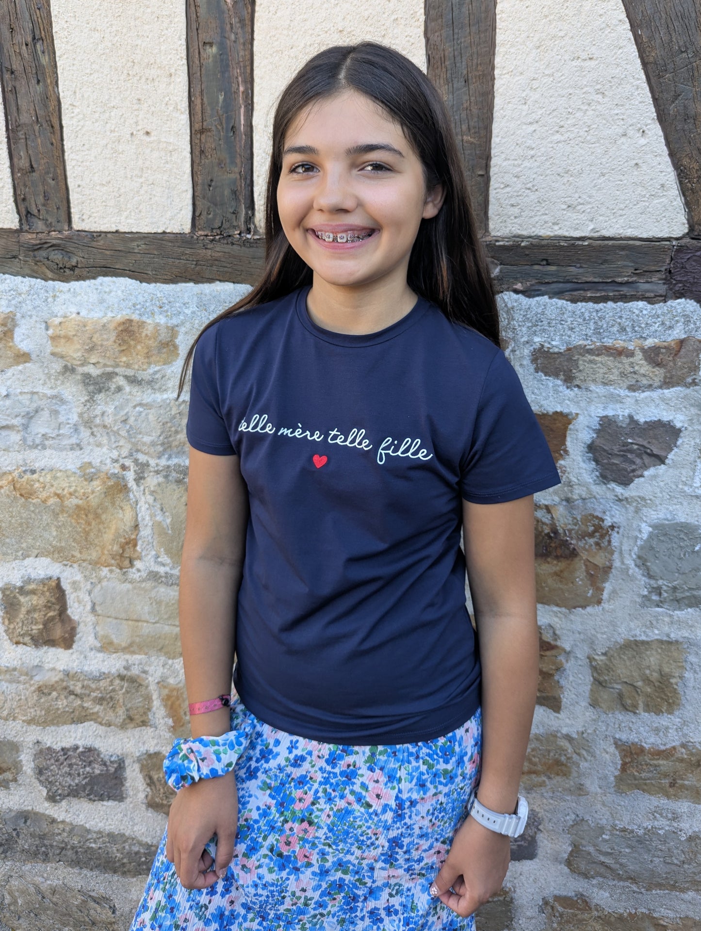 T-shirt TELLE FILLE (marine/blanc)