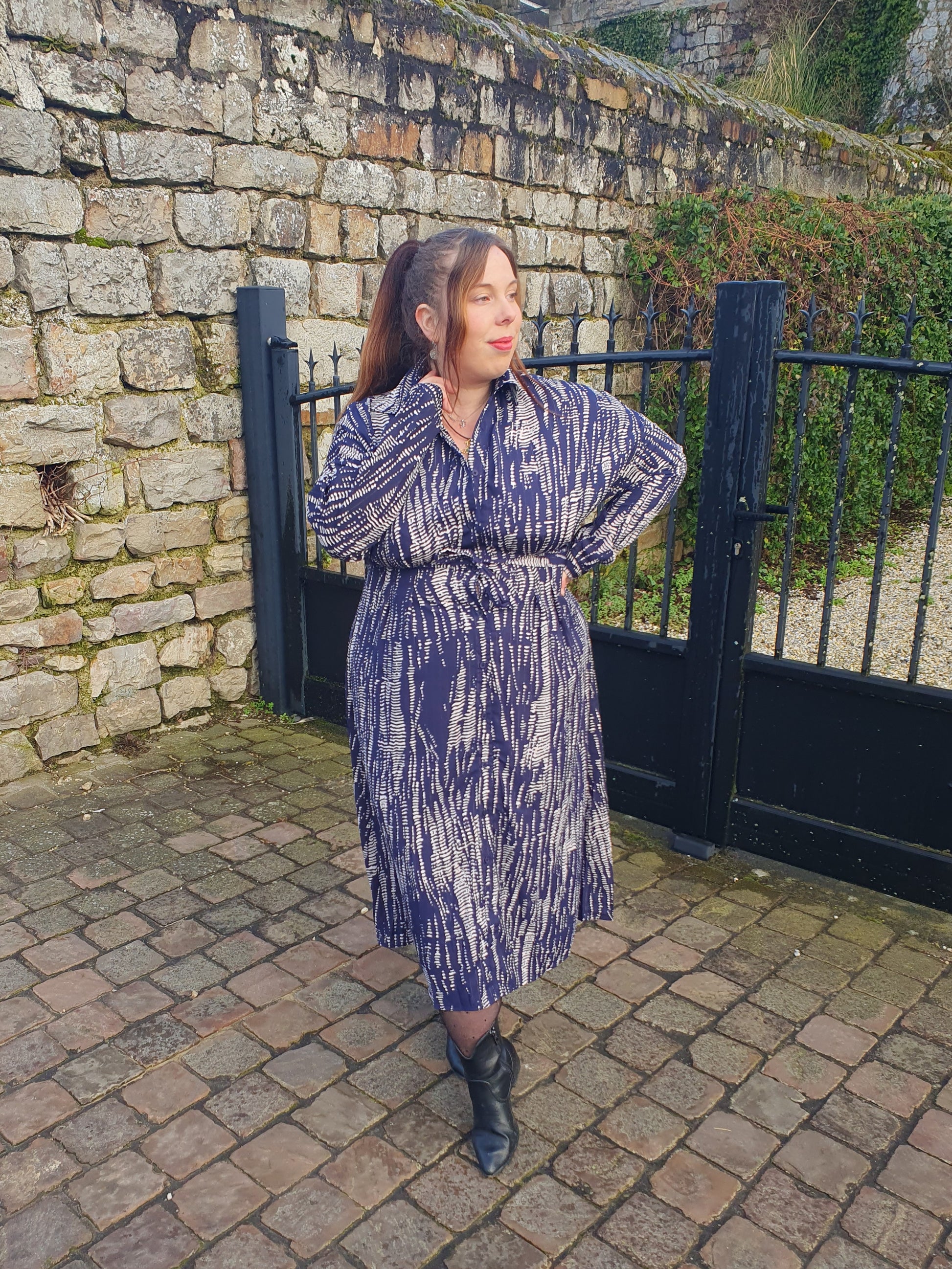 Robe chemise longue femme grande taille bleu marine