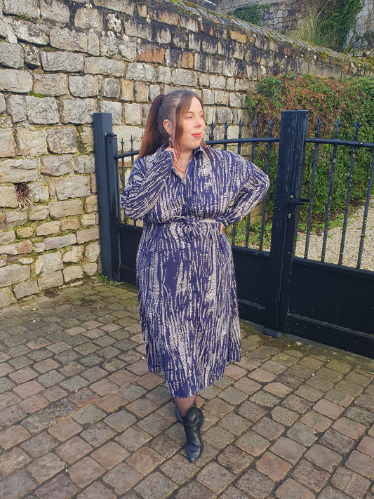 Robe chemise longue femme grande taille bleu marine
