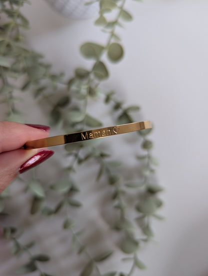 Bracelet jonc fin doré avec message idée cadeau femme