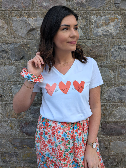 T-shirt telle mere telle fille blanc terracotta pour femme