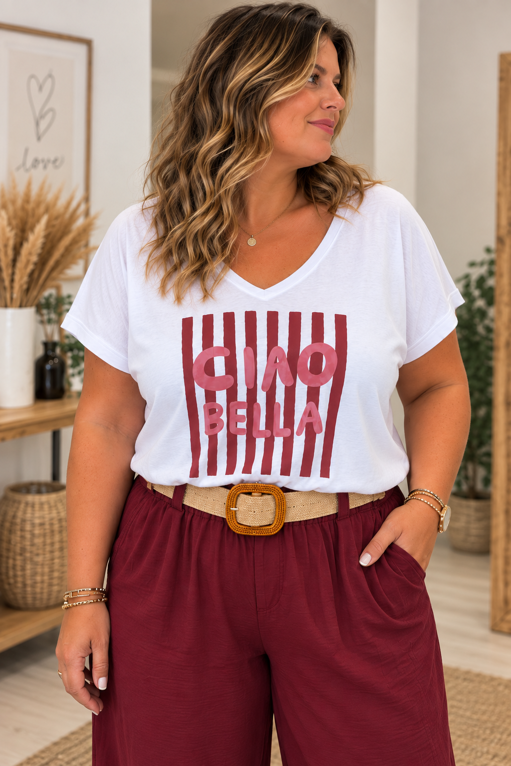 T-shirt CIAO BELLA (bordeaux)