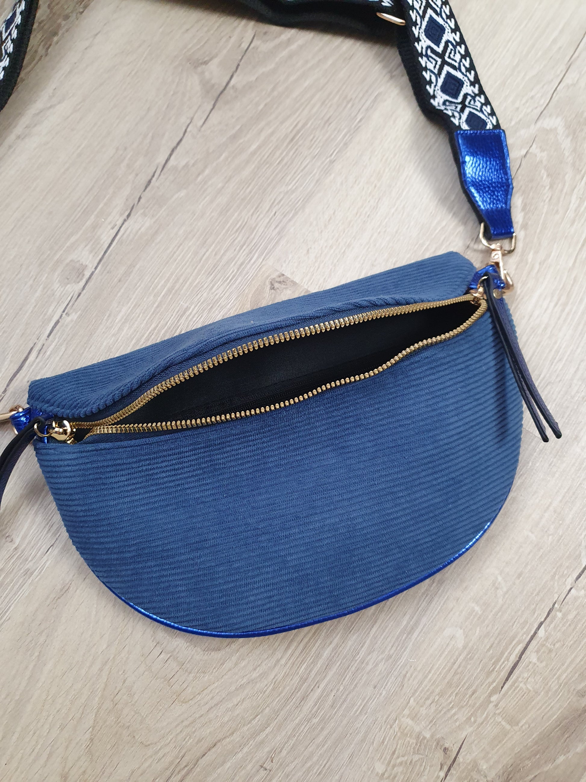 Ceinture banane bleu marine bandoulière réglable pour femme